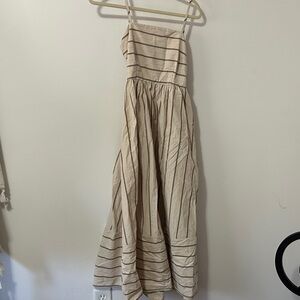 Chic Beige Striped Maxi Dress
